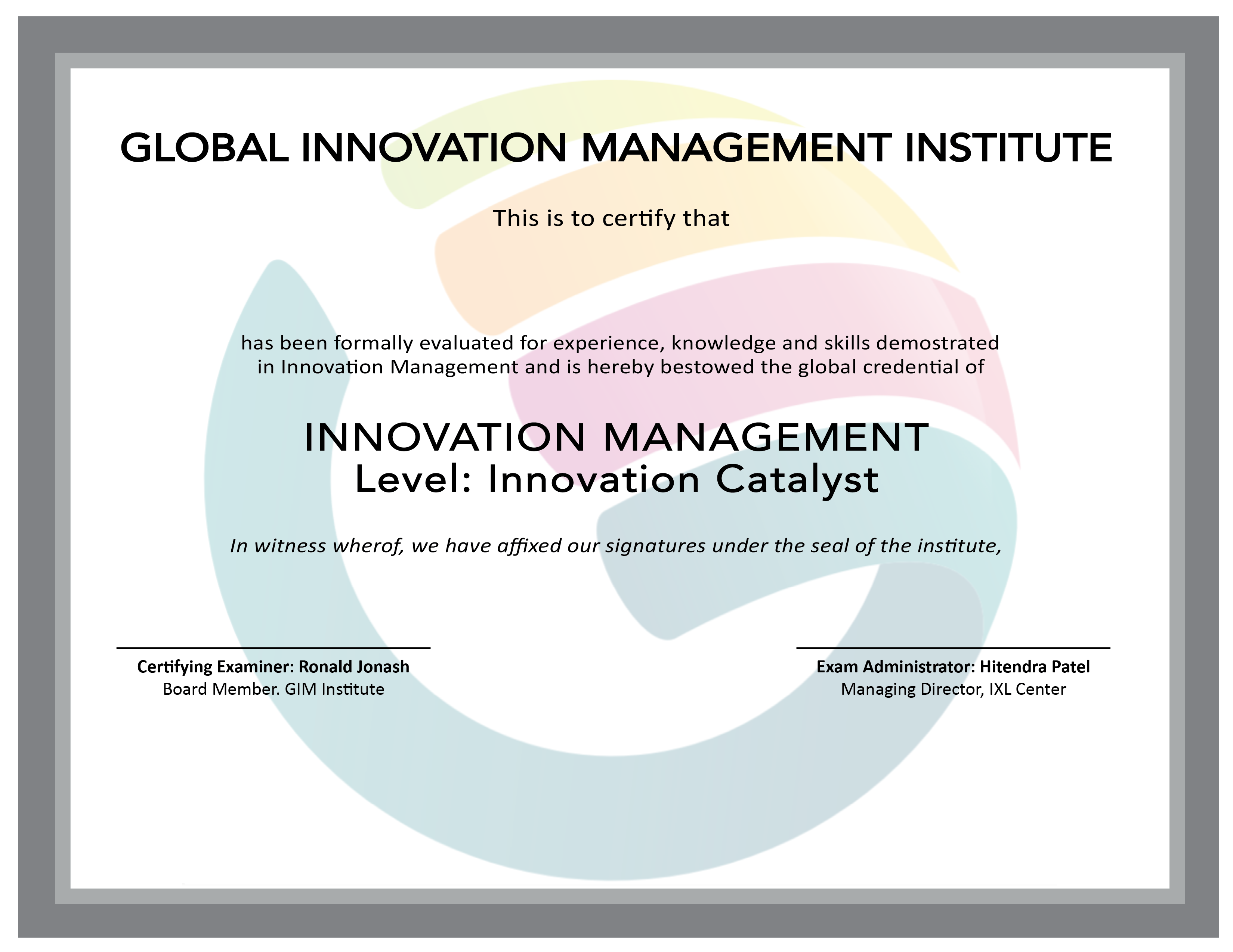 Certified Innovation Catalyst - Global Innovation Management Institute 